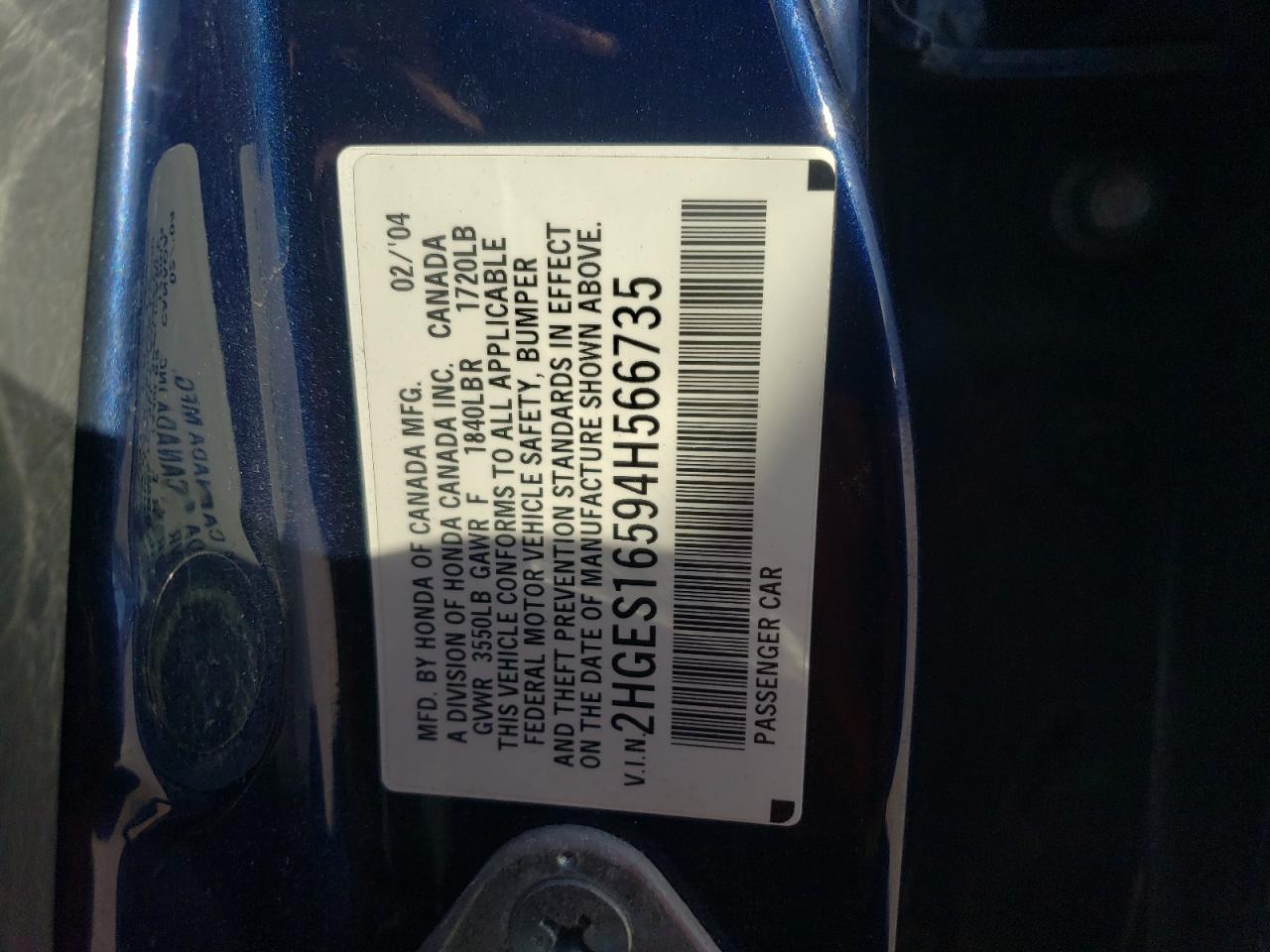 2HGES16594H566735 2004 Honda Civic Lx