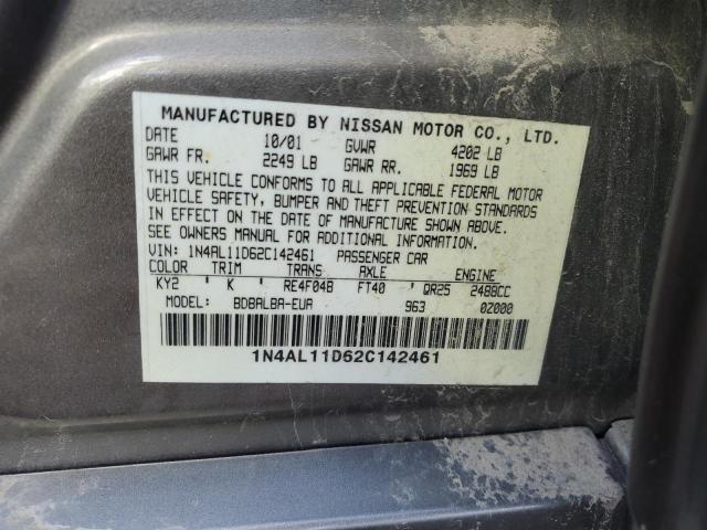 2002 Nissan Altima Base VIN: 1N4AL11D62C142461 Lot: 52749934