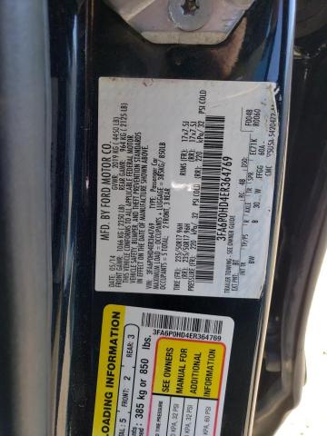 2014 Ford Fusion Se VIN: 3FA6P0HD4ER364769 Lot: 49685134