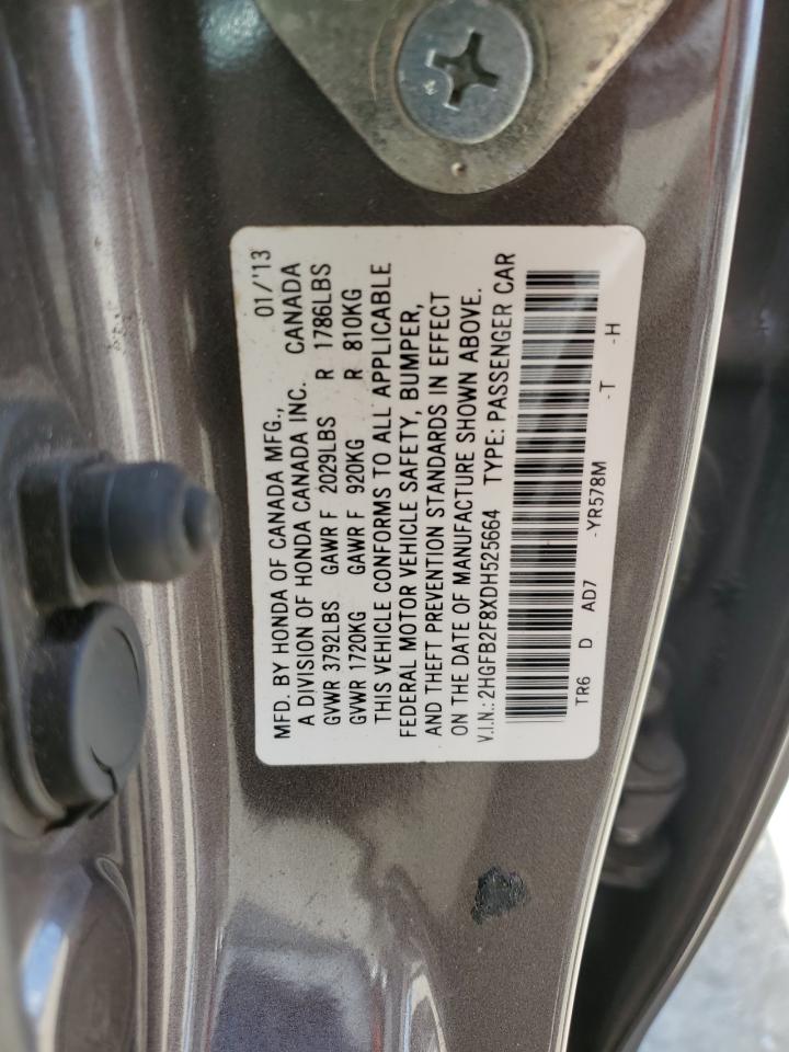 2HGFB2F8XDH525664 2013 Honda Civic Ex