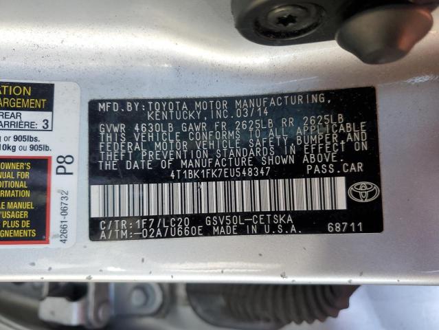 2014 Toyota Camry Se VIN: 4T1BK1FK7EU548347 Lot: 50366214