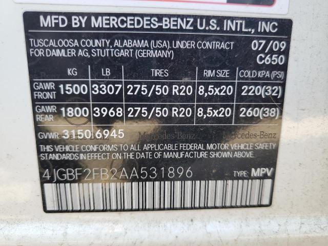 2010 Mercedes-Benz Gl 350 Bluetec VIN: 4JGBF2FB2AA531896 Lot: 51183494