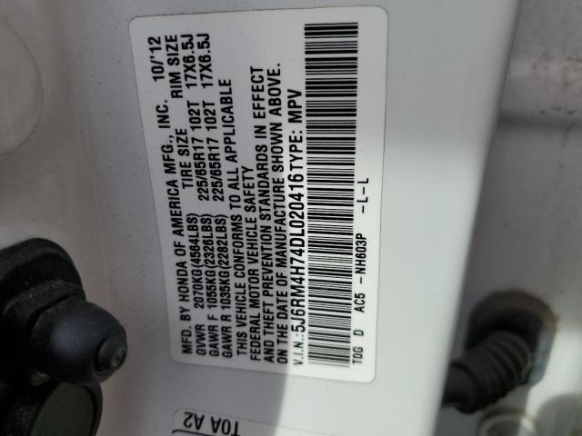 2013 Honda Cr-V Exl VIN: 5J6RM4H74DL020416 Lot: 50460634