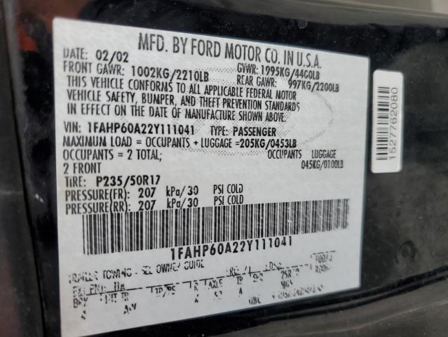 2002 Ford Thunderbird VIN: 1FAHP60A22Y111041 Lot: 51352644