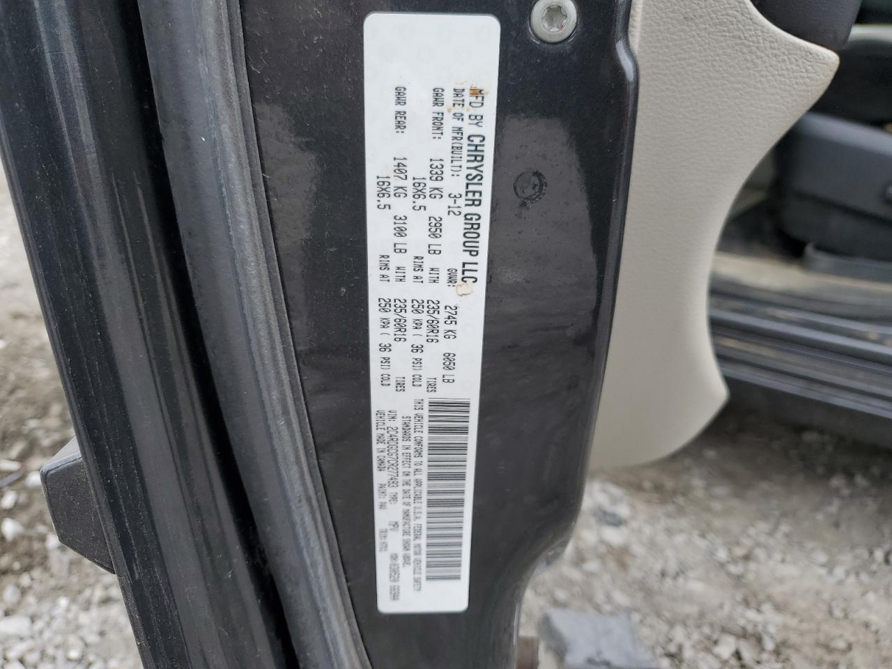 2C4RDGCG7CR277493 2012 Dodge Grand Caravan Sxt