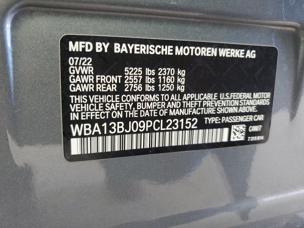 2023 BMW 530 Xi vin: WBA13BJ09PCL23152