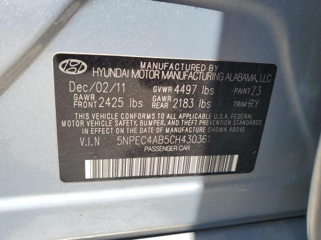 2012 Hyundai Sonata Se VIN: 5NPEC4AB5CH430361 Lot: 52855664