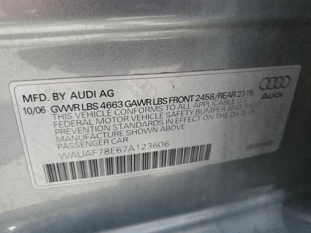 2007 Audi A4 2 VIN: WAUAF78E67A123606 Lot: 52958124