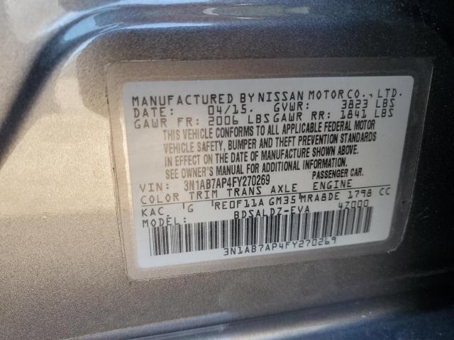 2015 Nissan Sentra S VIN: 3N1AB7AP4FY270269 Lot: 49796344