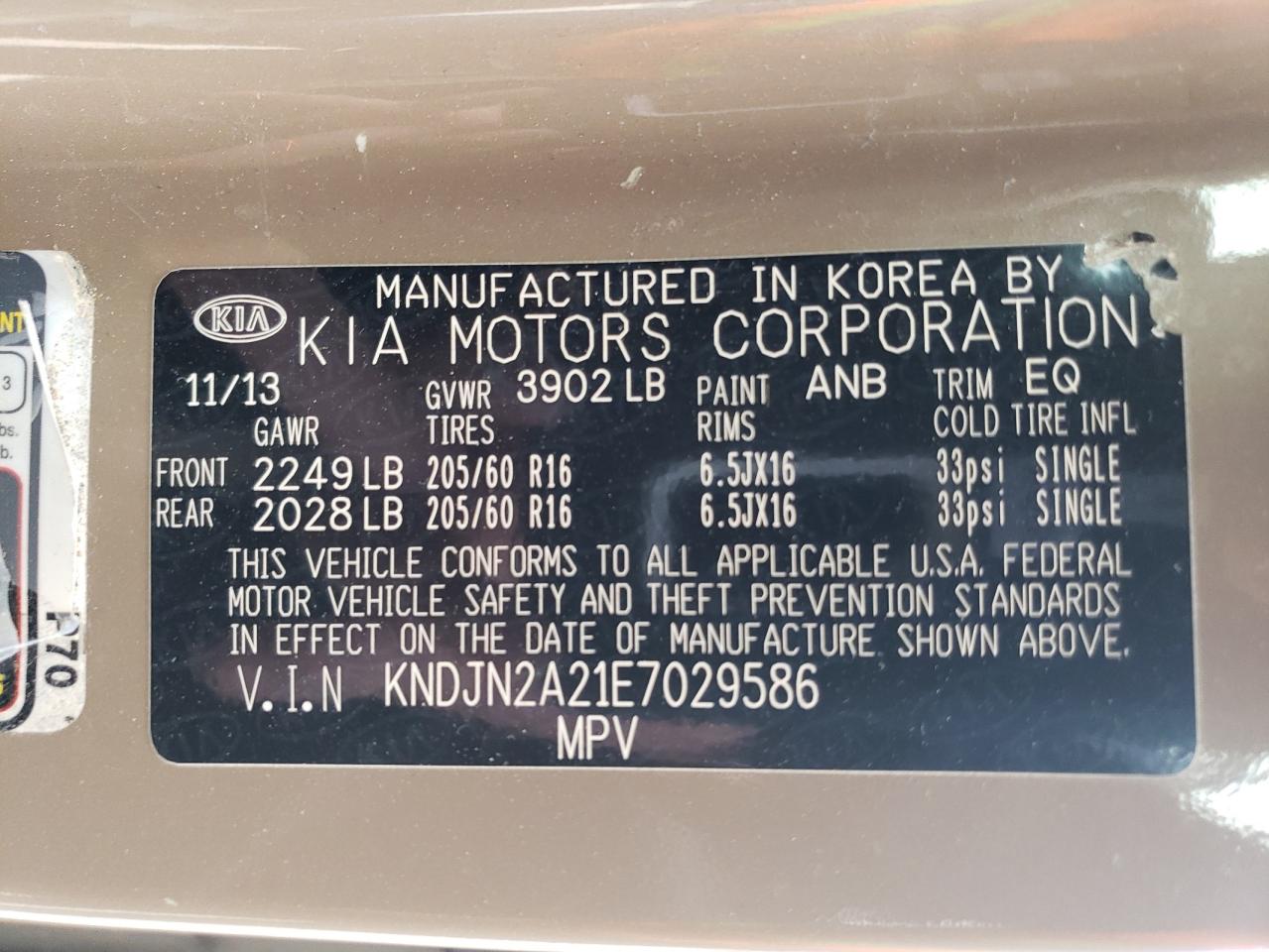 KNDJN2A21E7029586 2014 Kia Soul