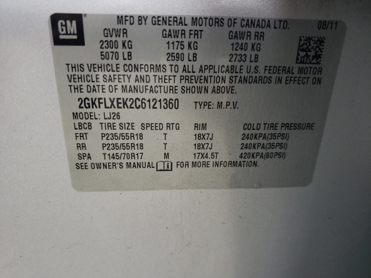 2GKFLXEK2C6121360 2012 GMC Terrain Slt