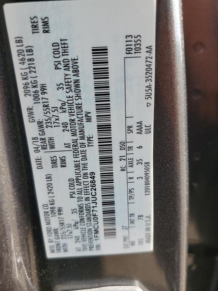 1FMCU0F71JUC26849 2018 Ford Escape S