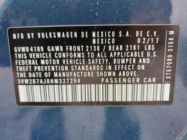 2017 VOLKSWAGEN JETTA S - 3VW2B7AJ8HM327254