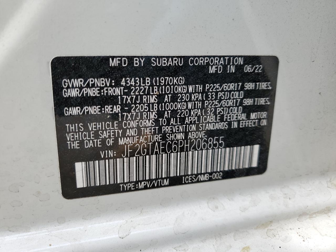 JF2GTAEC6PH206855 2023 Subaru Crosstrek Premium