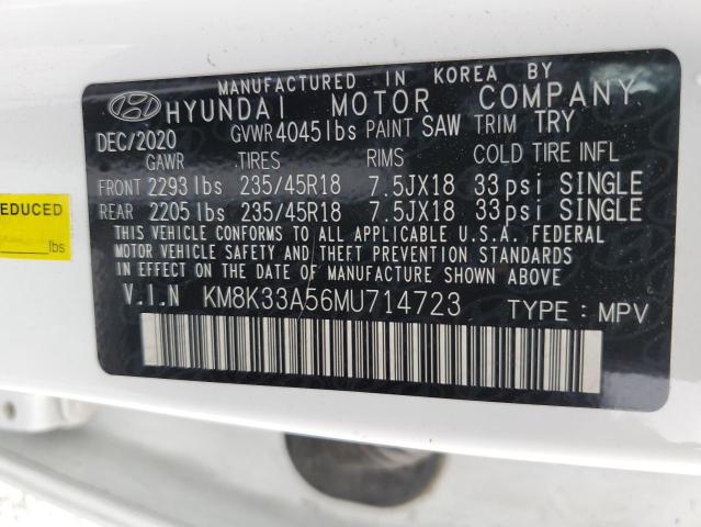 2021 Hyundai Kona Limited VIN: KM8K33A56MU714723 Lot: 52010864