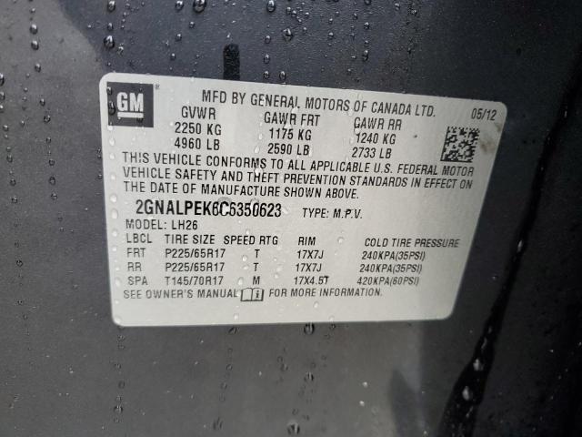 2012 Chevrolet Equinox Lt VIN: 2GNALPEK6C6350623 Lot: 49342474