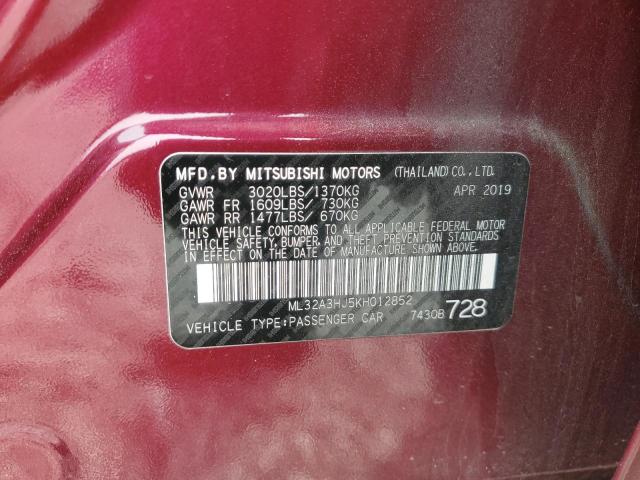 2019 Mitsubishi Mirage Es VIN: ML32A3HJ5KH012852 Lot: 50484614