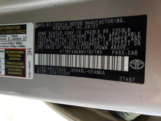 2008 Toyota Camry Ce VIN: 4T1BE46K88U197185 Lot: 50600544