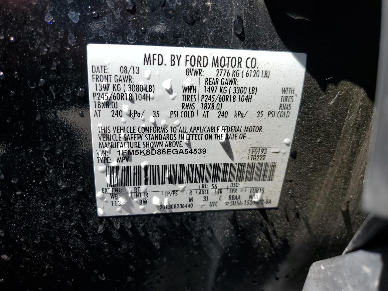 1FM5K8D86EGA54539 2014 Ford Explorer Xlt