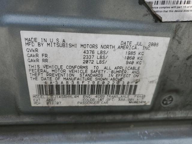 2009 Mitsubishi Galant Es VIN: 4A3AB36F79E022330 Lot: 52399504