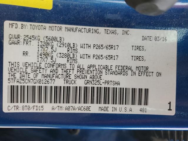 2016 Toyota Tacoma Double Cab VIN: 5TFAZ5CN7GX012677 Lot: 50379264