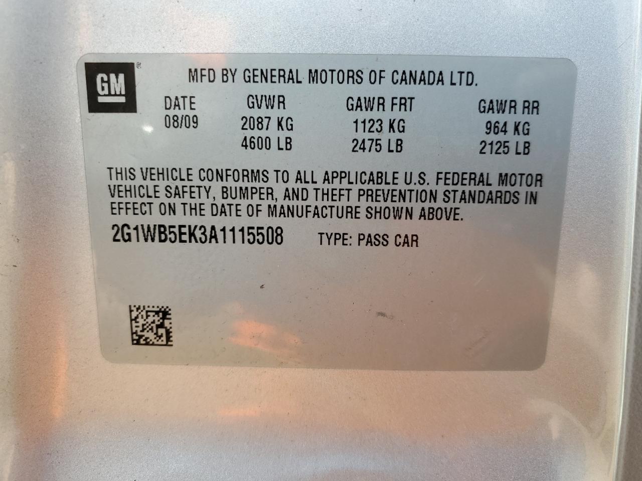 2G1WB5EK3A1115508 2010 Chevrolet Impala Lt