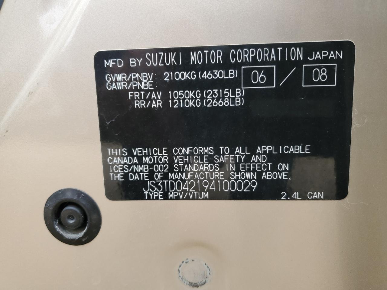 JS3TD042194100029 2009 Suzuki Grand Vitara