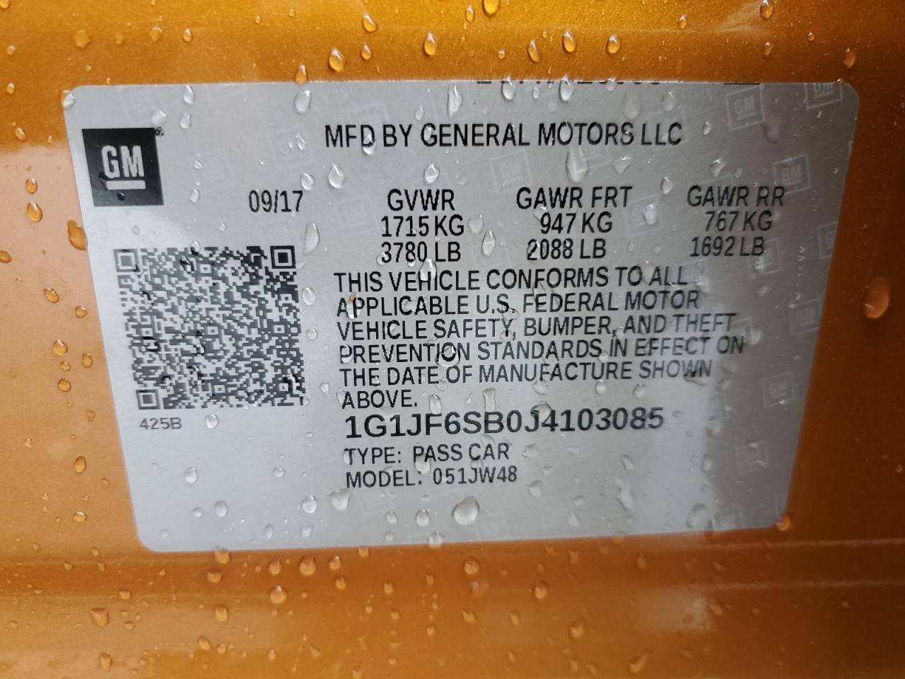 1G1JF6SB0J4103085 2018 Chevrolet Sonic Premier