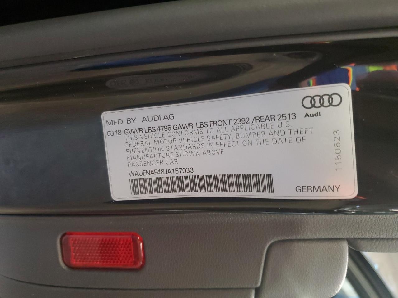 WUAENAF48JA157033 2018 Audi A4 Premium Plus