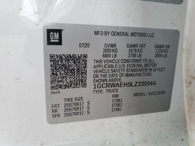 2020 CHEVROLET SILVERADO - 1GCRWAEH5LZ335944