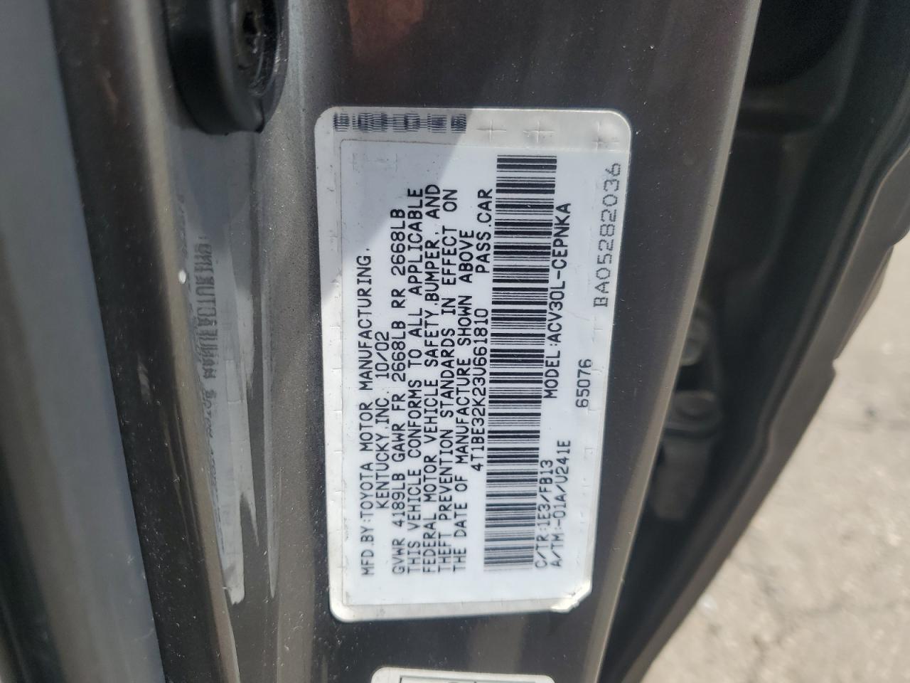 4T1BE32K23U661810 2003 Toyota Camry Le