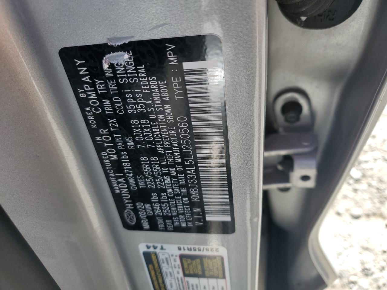 KM8J33AL5LU250560 2020 Hyundai Tucson Limited