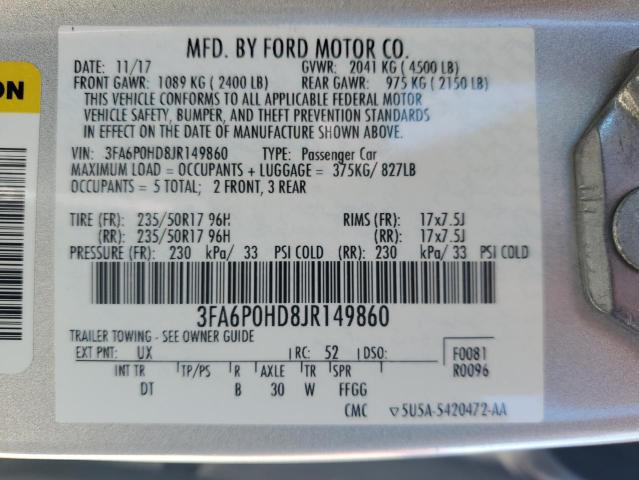 VIN 3FA6P0HD8JR149860 2018 Ford Fusion, SE no.12