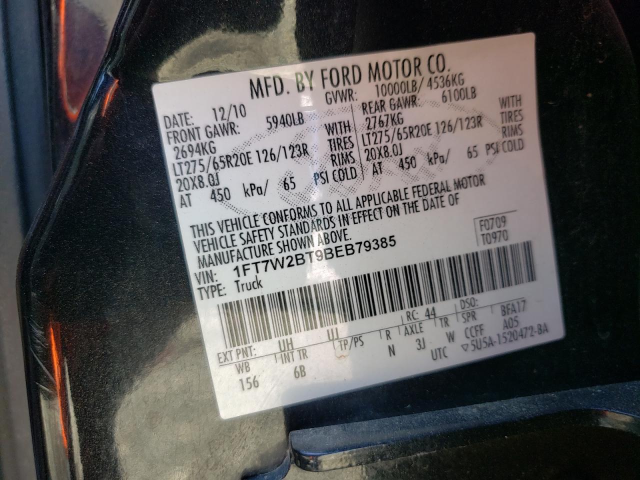 1FT7W2BT9BEB79385 2011 Ford F250 Super Duty