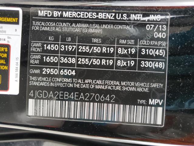 VIN 4JGDA2EB4EA270642 2014 Mercedes-Benz ML-Class, ... no.12