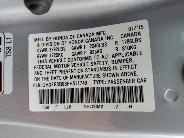 2HGFG3B83FH511749 2015 HONDA CIVIC - Image 12