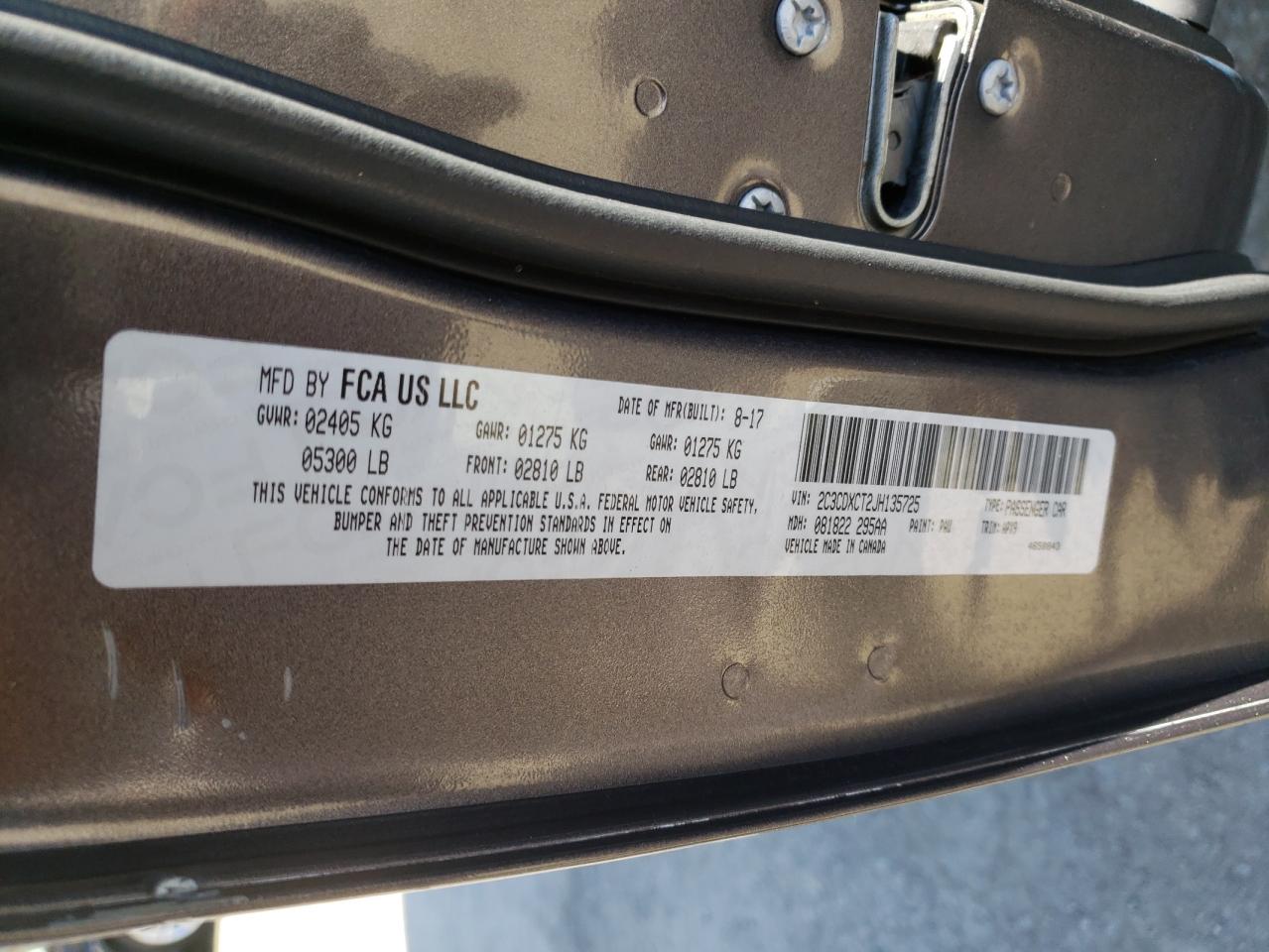 2C3CDXCT2JH135725 2018 Dodge Charger R/T