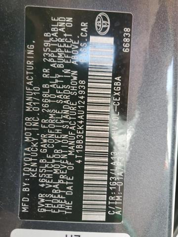 2010 Toyota Camry Hybrid VIN: 4T1BB3EK4AU124938 Lot: 49647994