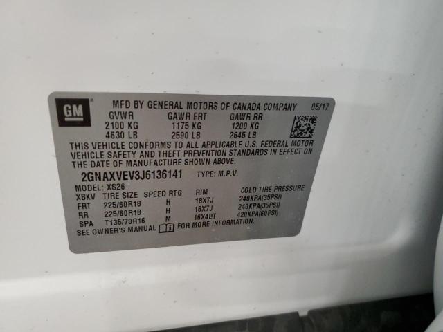 2018 Chevrolet Equinox Premier VIN: 2GNAXVEV3J6136141 Lot: 51702774