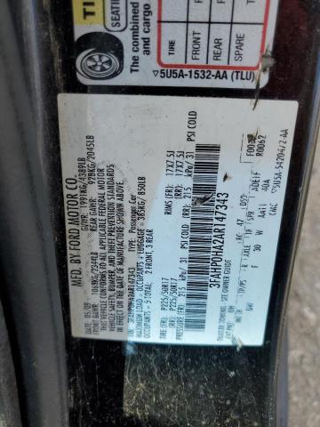 2010 Ford Fusion Se VIN: 3FAHP0HA2AR147343 Lot: 51055334