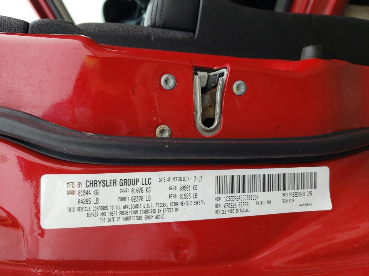 1C3CDFBA6DD321554 2013 Dodge Dart Sxt