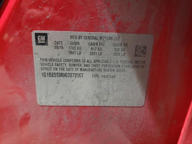 2016 Chevrolet Cruze Lt VIN: 1G1BE5SM9G7272967 Lot: 51733864