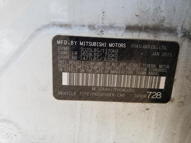 2015 Mitsubishi Mirage Es VIN: ML32A4HJ7FH040051 Lot: 50289084