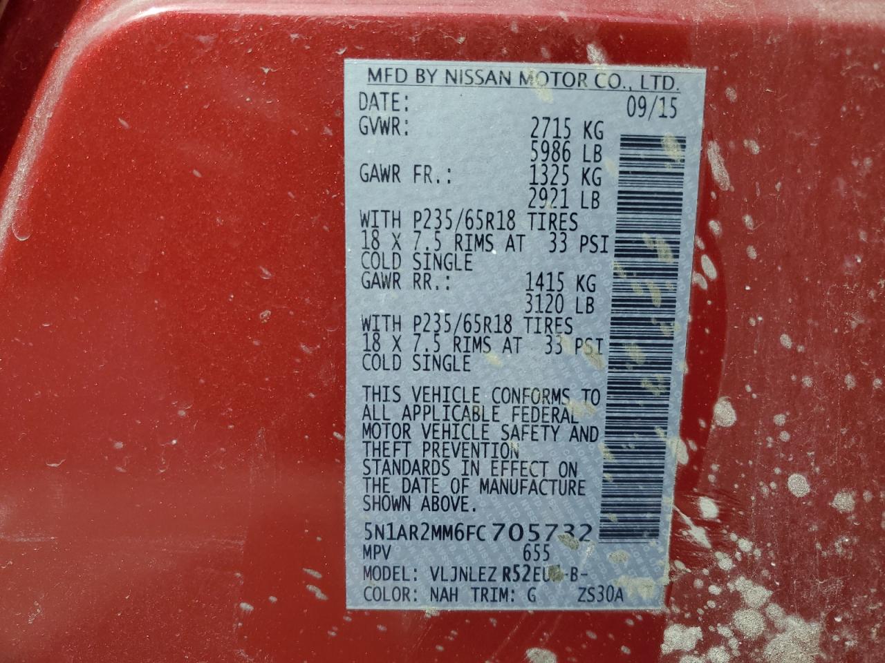 5N1AR2MM6FC705732 2015 Nissan Pathfinder S