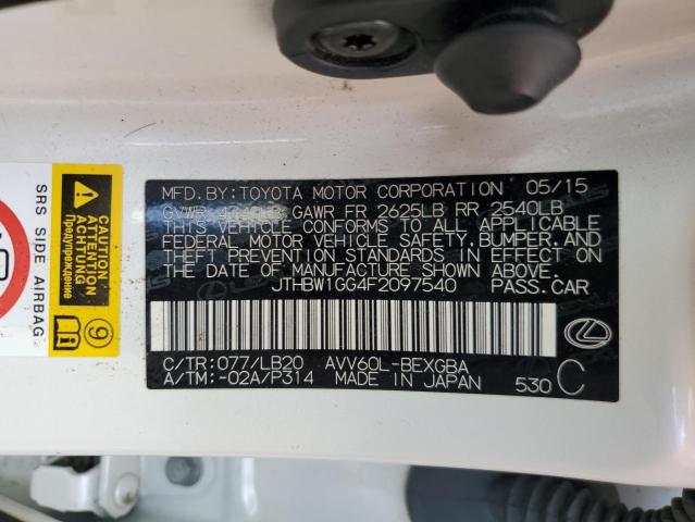 2015 Lexus Es 300H VIN: JTHBW1GG4F2097540 Lot: 52149064