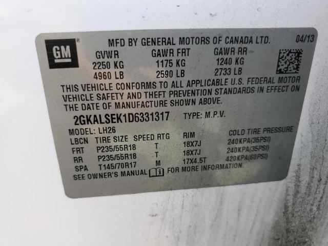 2013 GMC Terrain Sle VIN: 2GKALSEK1D6331317 Lot: 52486064