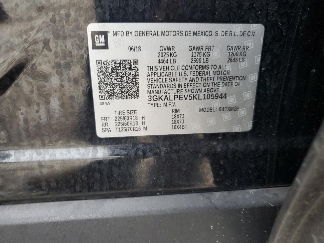 2019 GMC Terrain Slt vin: 3GKALPEV5KL105944