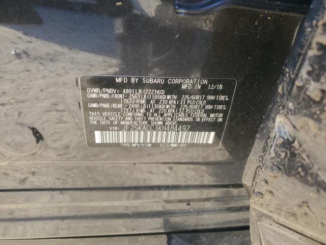 2019 Subaru Forester VIN: JF2SKACC3KH484492 Lot: 50997654