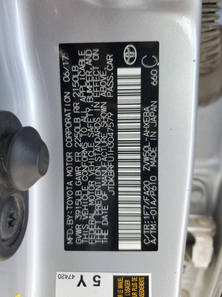 JTDKBRFU1H3047579 2017 Toyota Prius