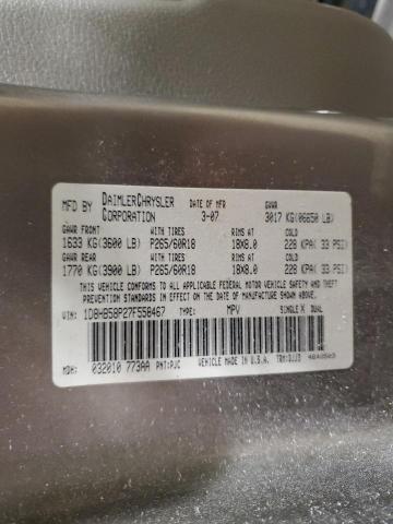 2007 Dodge Durango Limited VIN: 1D8HB58P27F558467 Lot: 50604204